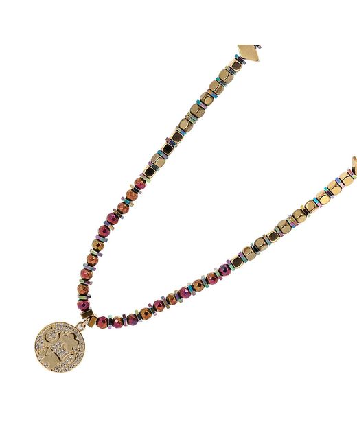 Ebru Jewelry Metallic Calming Hematite Protection Symbol Necklace