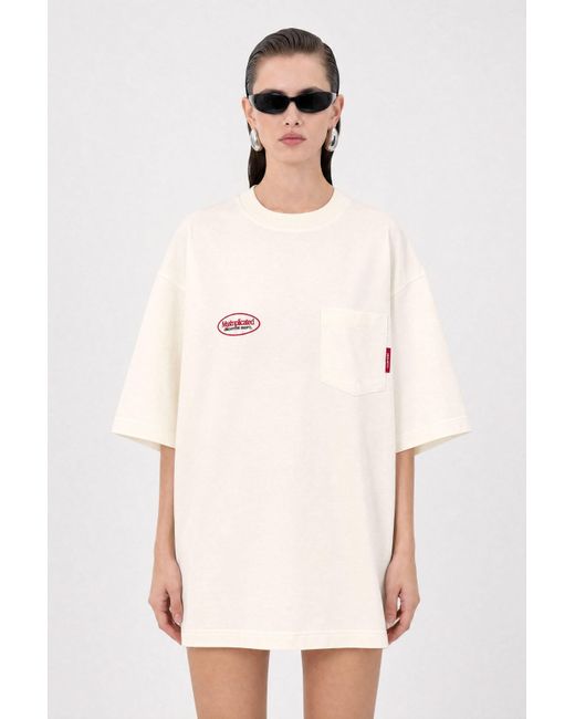 mysimplicated White Neutrals Workwear Ecru Oversized Pocket T-Shirt W