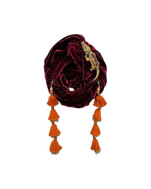 Julia Clancey Red Malbec Ruby Alligator Dorado Turban