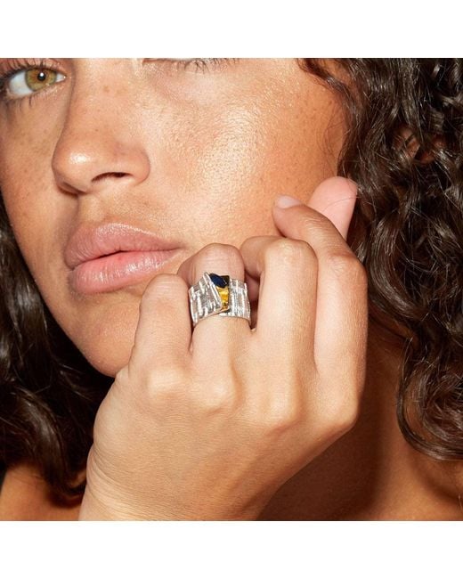 German Kabirski Metallic Accalia Ring With Sapphire