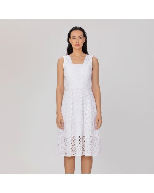 Smart and Joy White Lace Fit-And-Flare Short Dress
