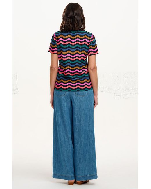 Sugarhill Black Maggie T-Shirt Multi, Wavy Chevron