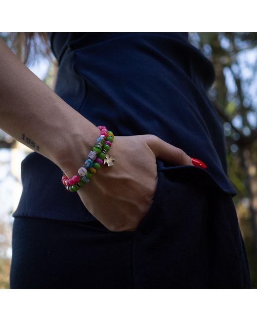 Ebru Jewelry Green Spring Vibes Angel Charm Colorful Protection Bracelet Set