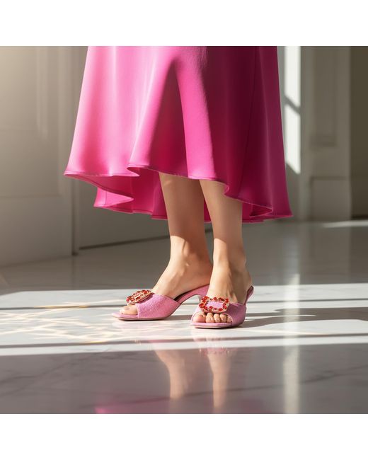 Beautiisoles by Robyn Shreiber Made in Italy Pink Eden Comfortable Slide Sandal