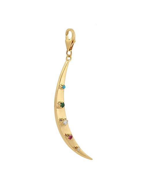 Artisan Metallic Multi-Gemstone Crescent Moon Pendant Charm