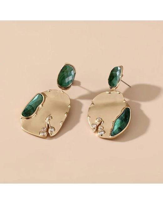 Rare Matters Jewelry Green Malachite Drop Earrings