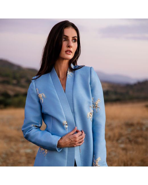 Roqaia Fashion House Blue Horse Baby Kaftan