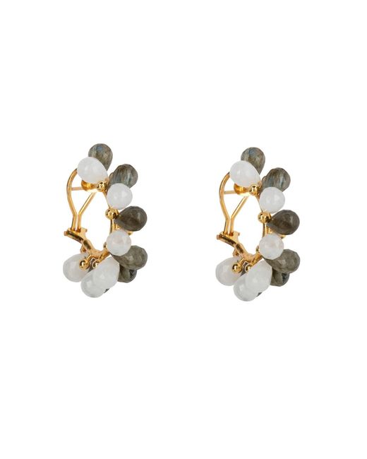 Bounkit Metallic Harper Hoops Labradorite & Moonstone