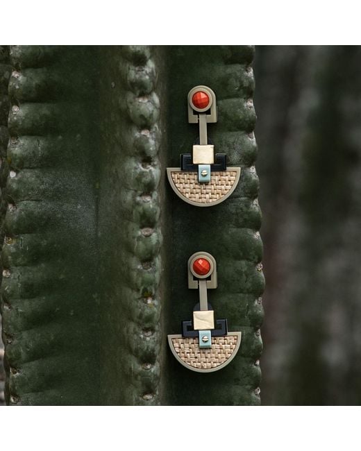 Gissa Bicalho Metallic Handmade Acrylic Earrings Ita Kahki