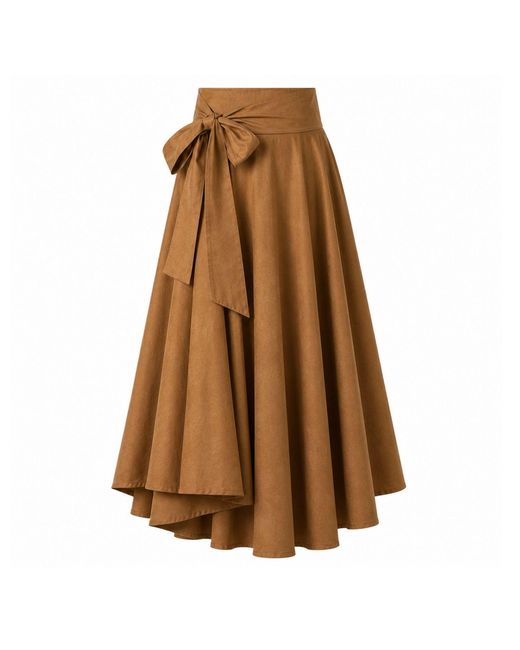 Nikka Place Brown Elegant Midi Cotton Skirt