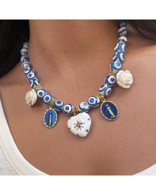 Achala Handcrafted Blue Greek Agate Necklace