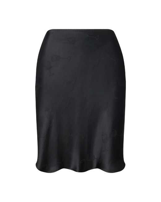 NOT JUST PAJAMA Black Flowy Silk Jacquard Mini Skirt