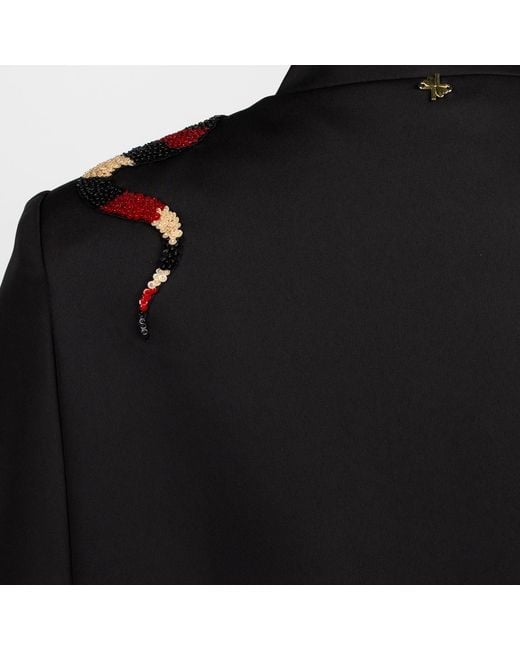 House of Laines London Black Neutrals Laines Couture Tailored Cape With Embellished Snake