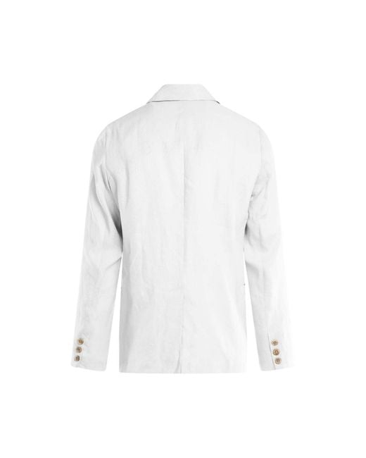 Haris Cotton White Classic Linen Jacket for men