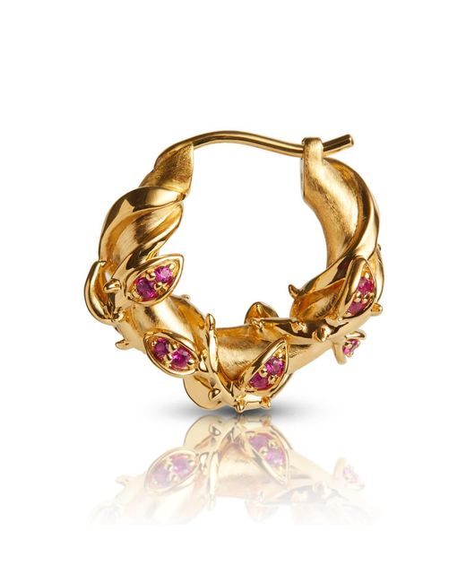 Kasun Metallic Enchanted Ruby Forest Hoop Earring