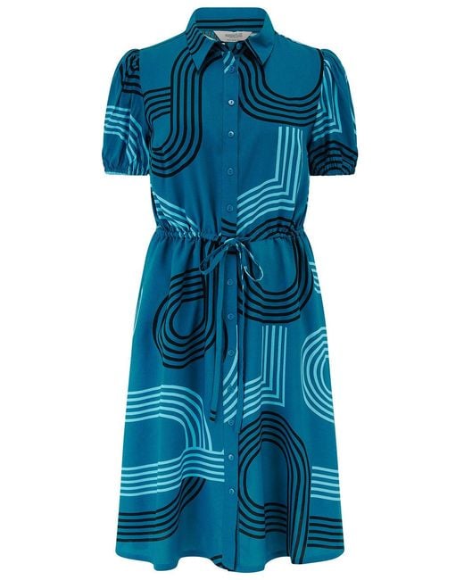 Sugarhill Blue Salma Mini Shirt Dress, Ocean Racer
