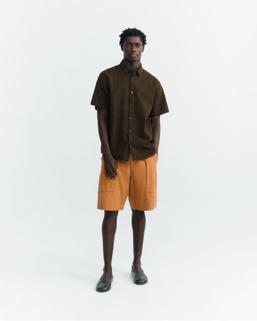 Thinking Mu Brown Tom Seersucker Shirt for men