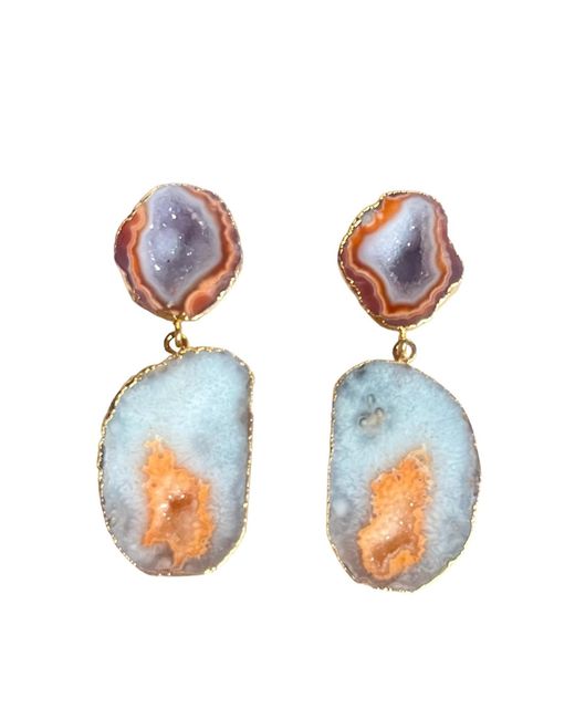 Magpie Rose Blue Double Nectarine Drop Earrings