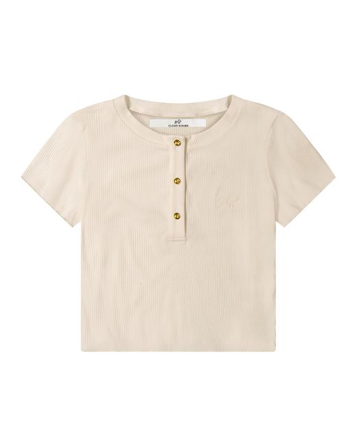 Cloud Haven Natural Neutrals Dainty Tee With Logo Buttons