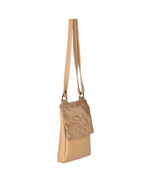 Owen Barry Metallic Neutrals Cowhide Crossbody Bag Cappa Tan Biscotti Flora