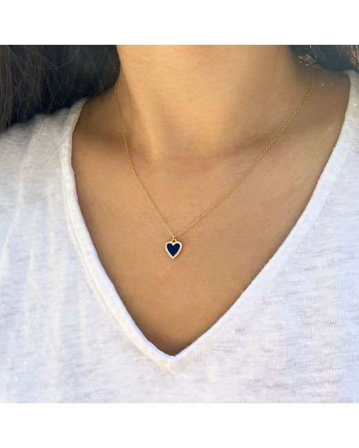 KAMARIA Metallic Mini Lapis Lazuli Heart Necklace With Crystals