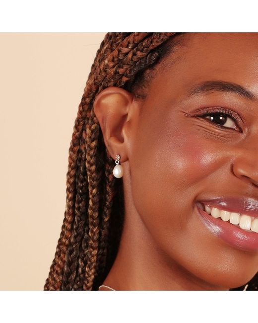 Esterah White Maia Pearl Earrings