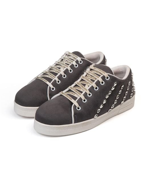 Rettrose Black Ivy Luxury Suede Handmade Embellished Tennis Shoe