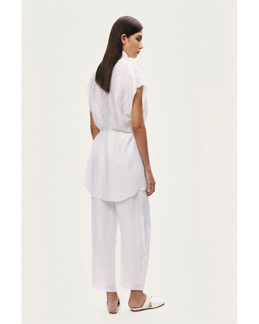 Nocturne White Relaxed Linen Pants