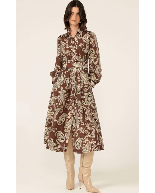 SACHA DRAKE Brown Neutrals Vanessa Shirtmaker Dress