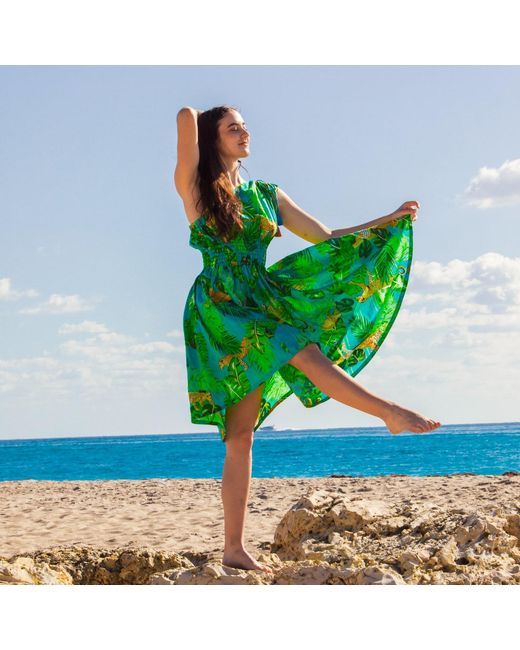Pick Happy Green One Shoulder Asymmetry Goddess Cotton Dress With Silk Tassels