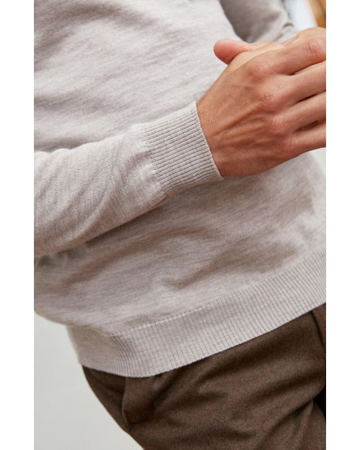 Paul James Knitwear Gray Neutrals Extra Fine Merino Wool Westonn Roll Neck Jumper for men