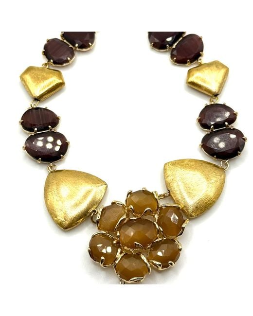 Achala Handcrafted Metallic Golden Bloom Statement Necklace