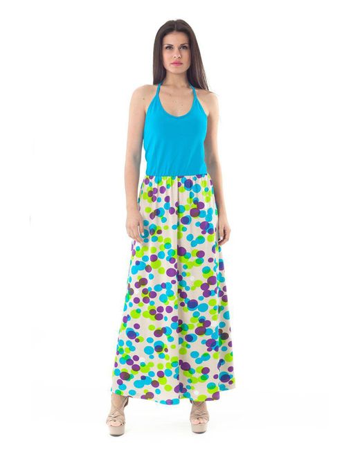 Conquista Blue Halter Neck Maxi Dress