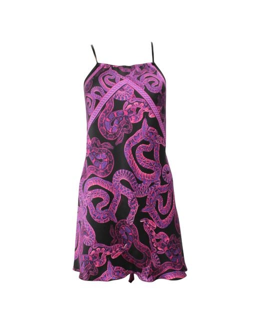 Monzlapur New York Purple Silk Serpent Noir Dress