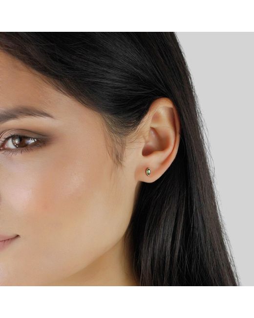 Lee Renee Multicolor Green Tourmaline Leaf Stud Earrings Gold