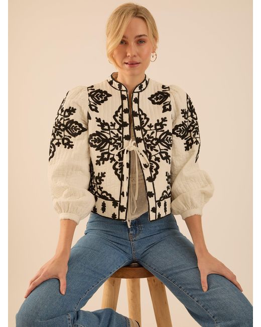 Rose & Nancy White Lori And Padded Embroidered Jacket