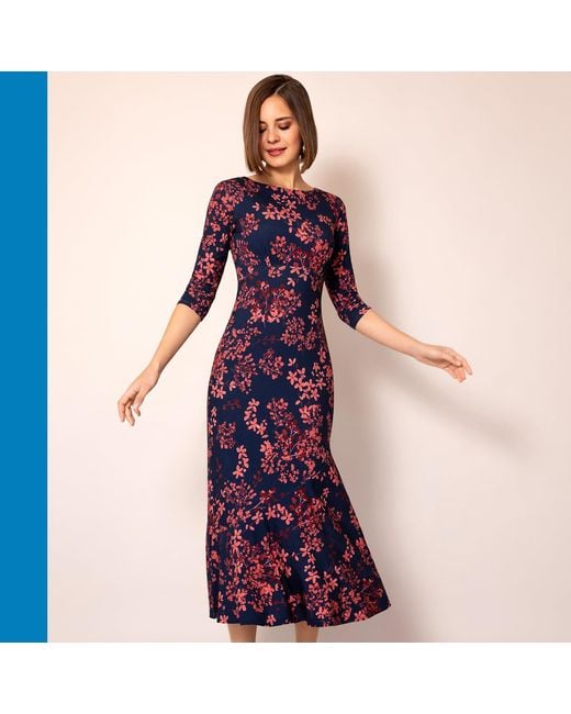 Alie Street London Purple Maxine Asymmetric Dress Bronzed Blooms