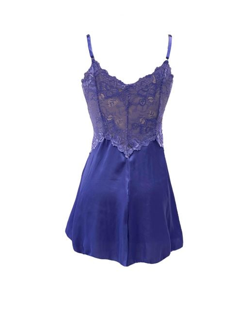 Carol Coelho Purple Hydrangea Satin & Lace Short Nightie