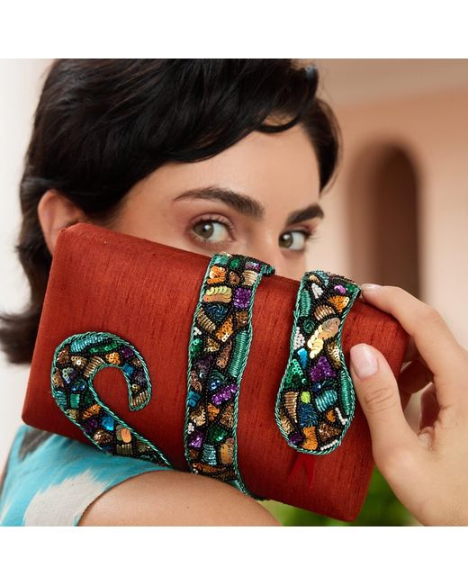 Simitri Red Spice Kaa Clutch