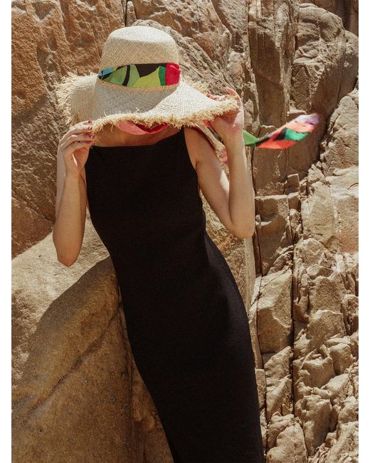 Lost Pattern Yellow Cartagena Straw Hat With Ribbon Tie