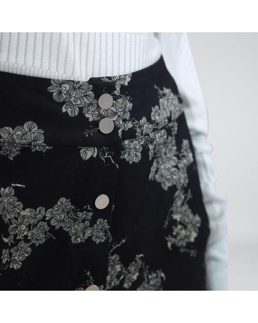 Smart and Joy Black Open Front Long Denim Skirt
