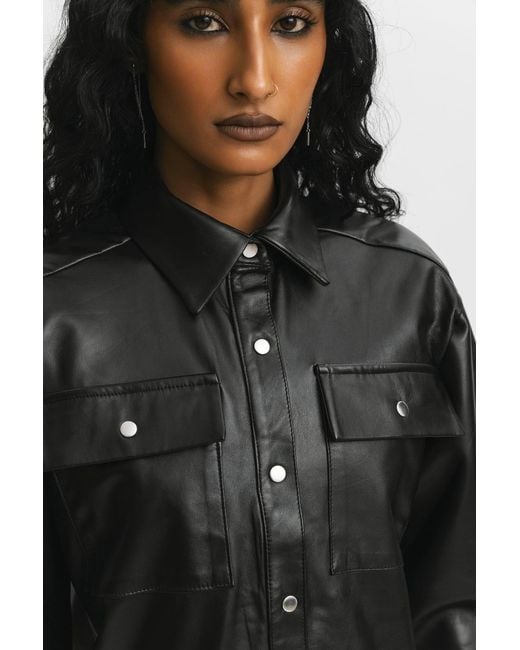 Galleriadele Blue Lamb Leather Shirt