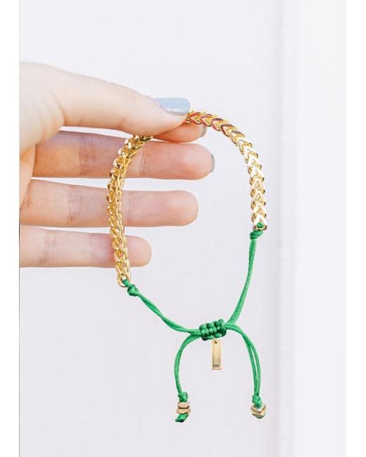 Adriana Pappas Designs Metallic Zoe Bracelet On Colored Cord