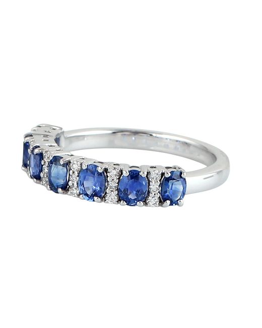 Artisan Blue 18K Oval Sapphire & Diamond Half Eternity Ring
