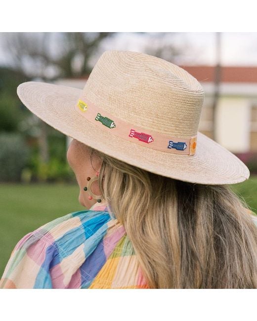 SUNSHINE TIENDA Natural Colorful Fin Palm Hat