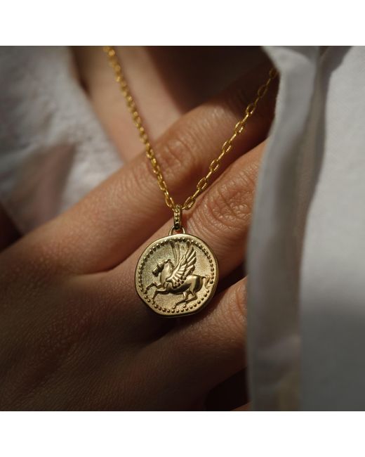 Dower & Hall Metallic Pegasus Overcome And Thrive Talisman Necklace In
