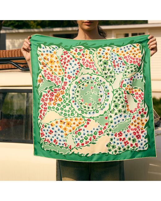 Jessie Zhao New York Green Double Sided Silk Scarf Of Garden