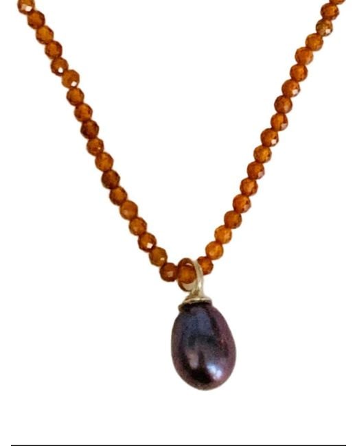 Florentis Jewellery Metallic Citrine Gemstone, Pearl Necklace