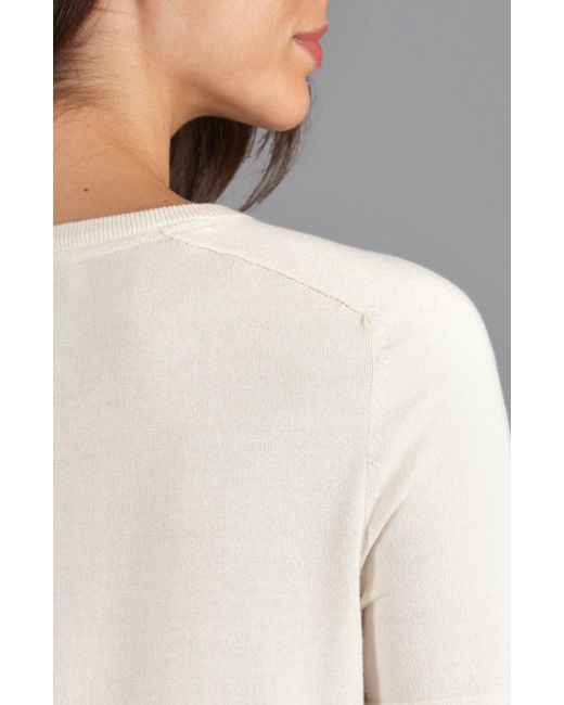 Paul James Knitwear White Neutrals Ultra Fine Cotton Cassie Saddle Shoulder Knitted T-Shirt