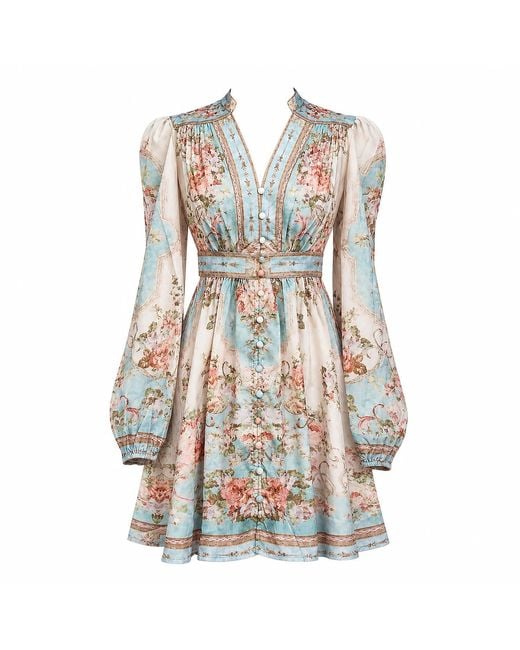 Richa Sharma Multicolor Fresh Blooms Floral Linen Tunic Dress